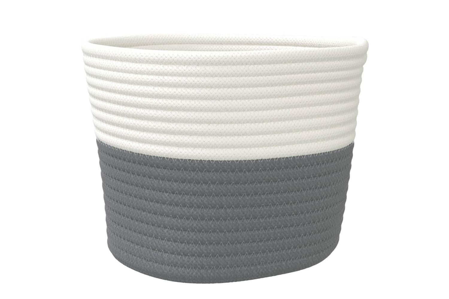 Storage Baskets 2 Pcs Grey And White 24x18 Cm Cotton-5