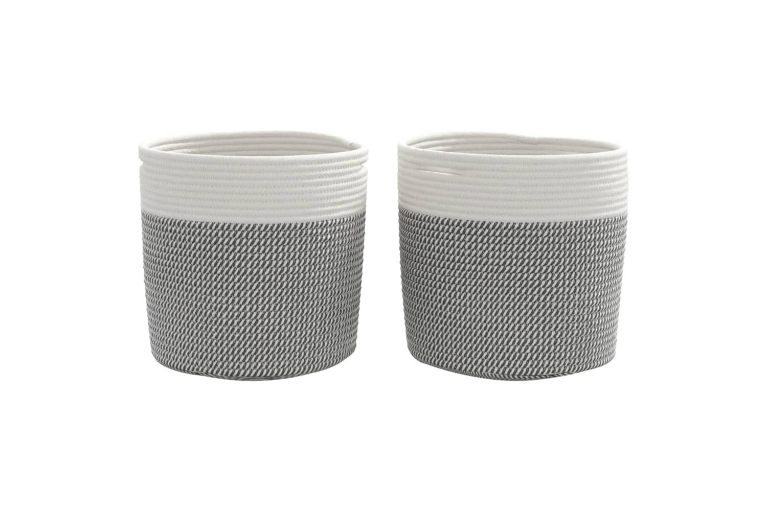 Storage Baskets 2 Pcs Grey And White 28x28 Cm Cotton-4