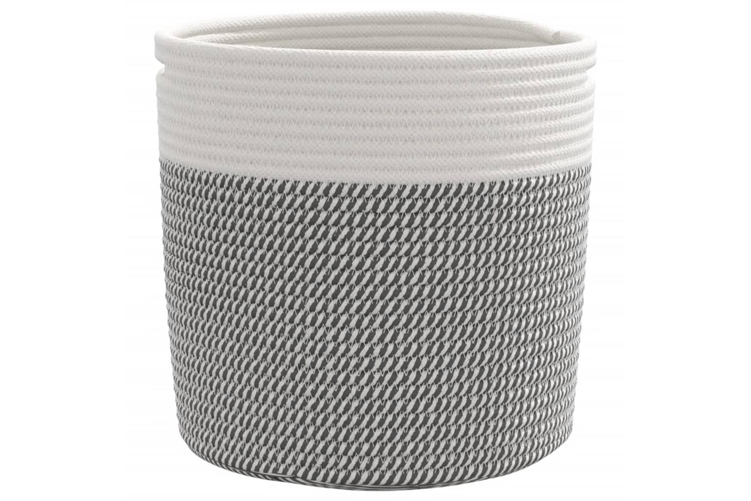 Storage Baskets 2 Pcs Grey And White 28x28 Cm Cotton-5