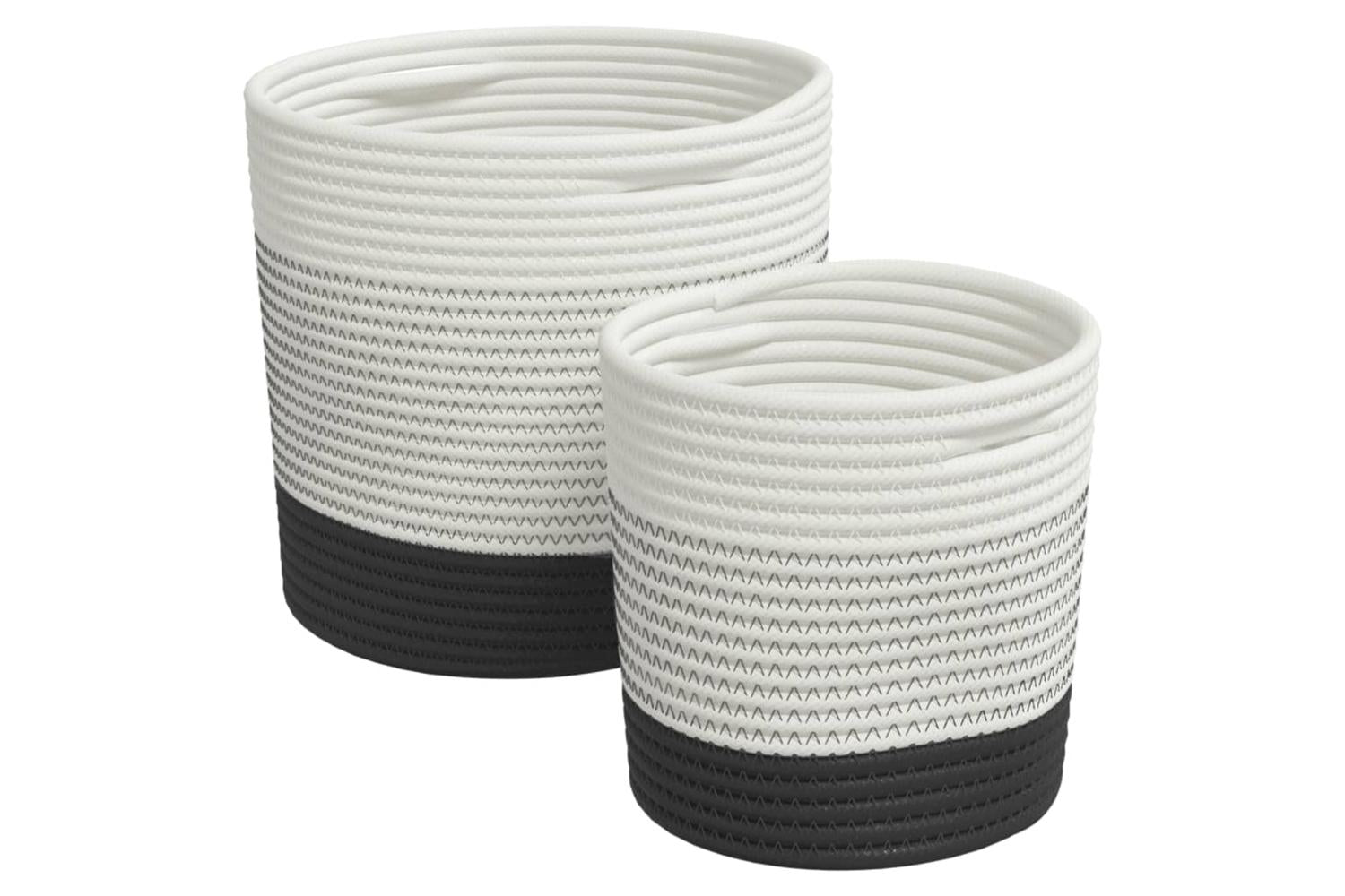 Storage Baskets 2 Pcs White And Black Cotton-2