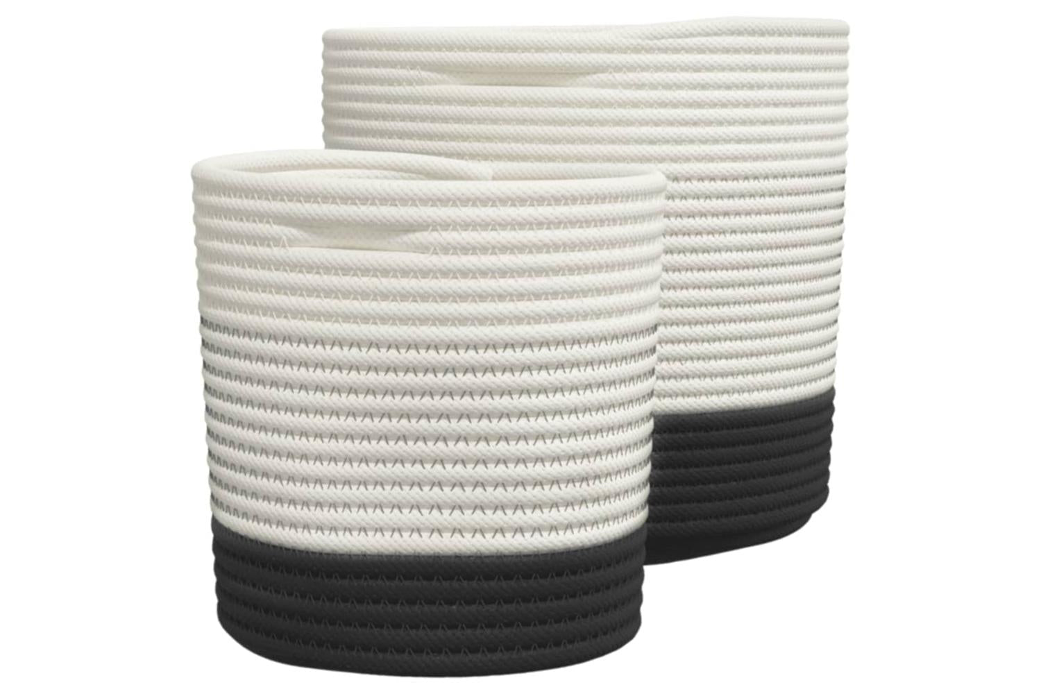 Storage Baskets 2 Pcs White And Black Cotton-3