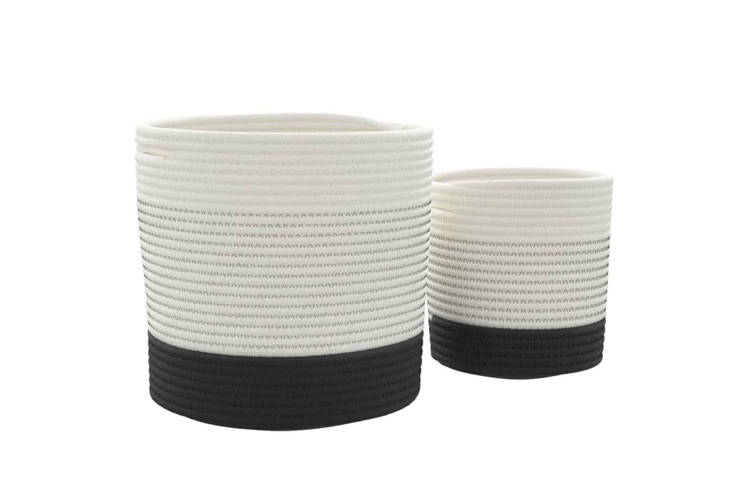 Storage Baskets 2 Pcs White And Black Cotton-4