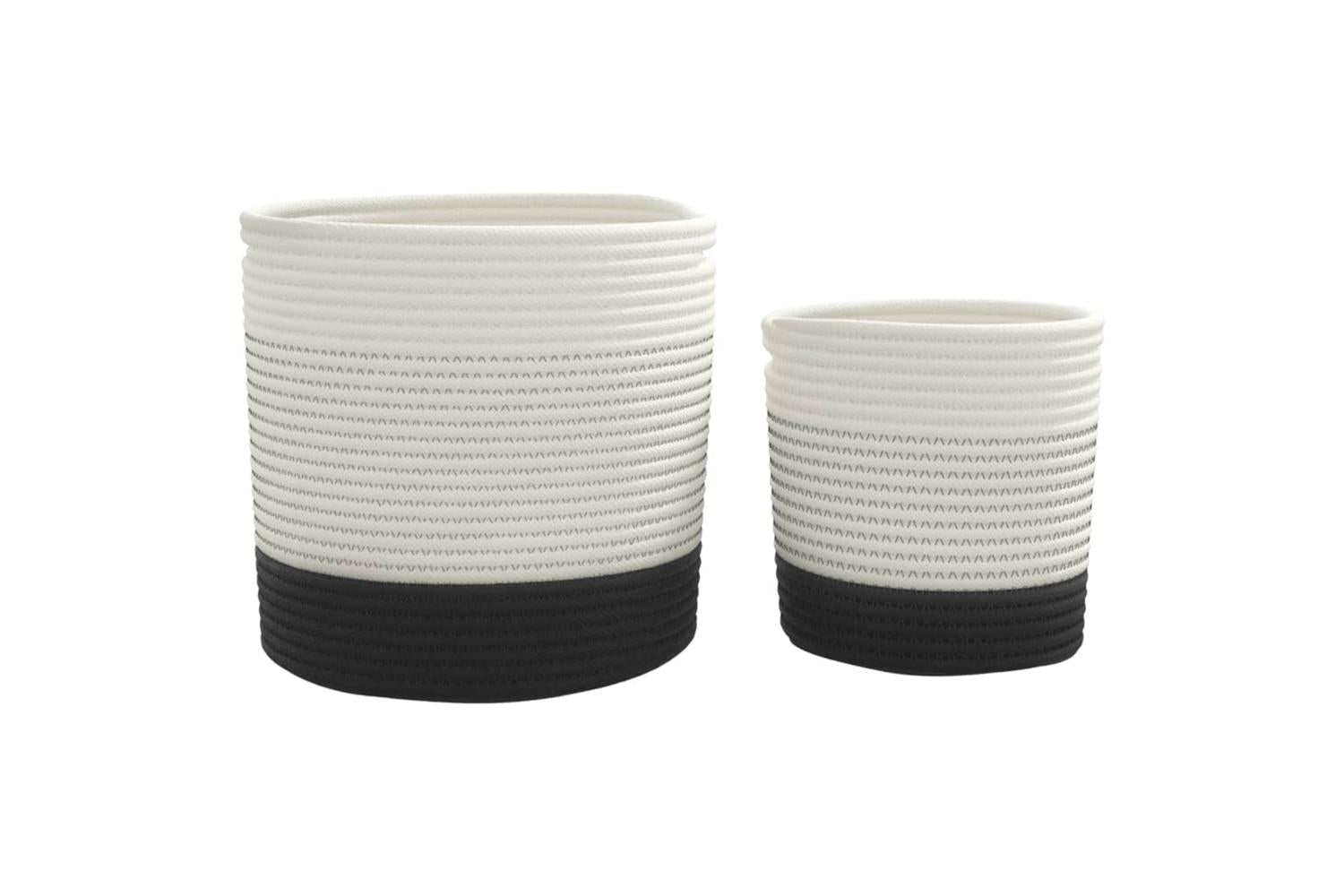 Storage Baskets 2 Pcs White And Black Cotton-5