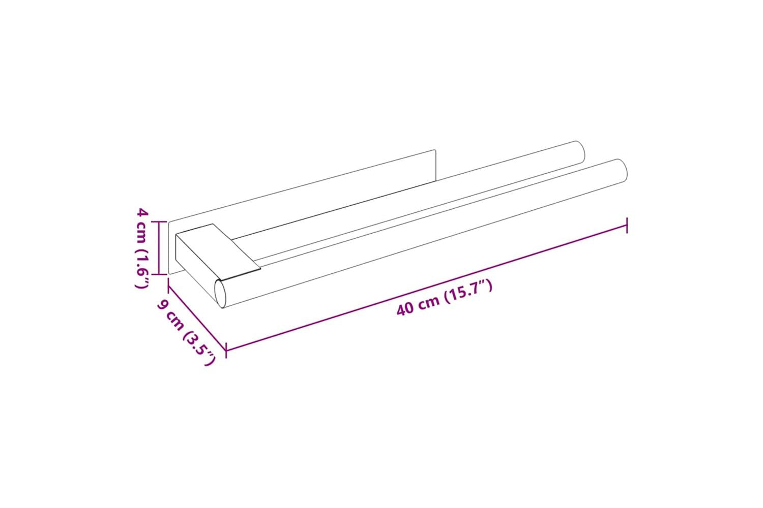 Towel Rack Black 40 X 9 X 4 Cm Stainless Steel-10