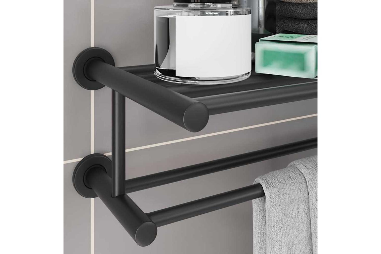 Towel Rack Black 61 X 23 X 17 Cm Stainless Steel-4