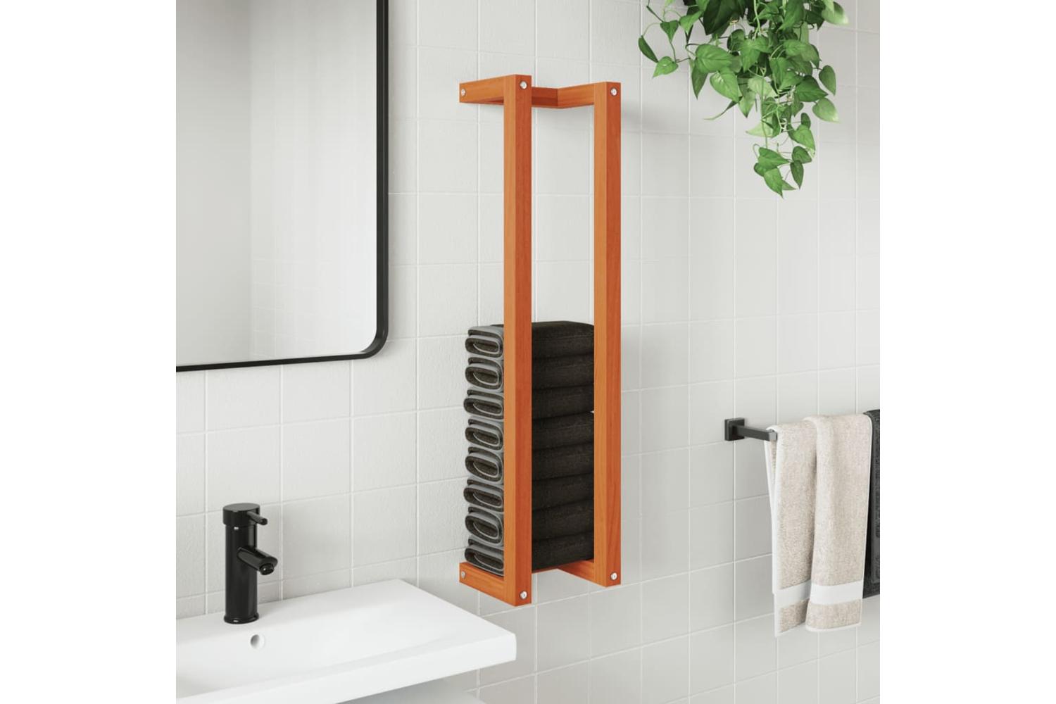 Towel Rack Wax Brown 23x18x90 Cm Solid Wood Pine-3