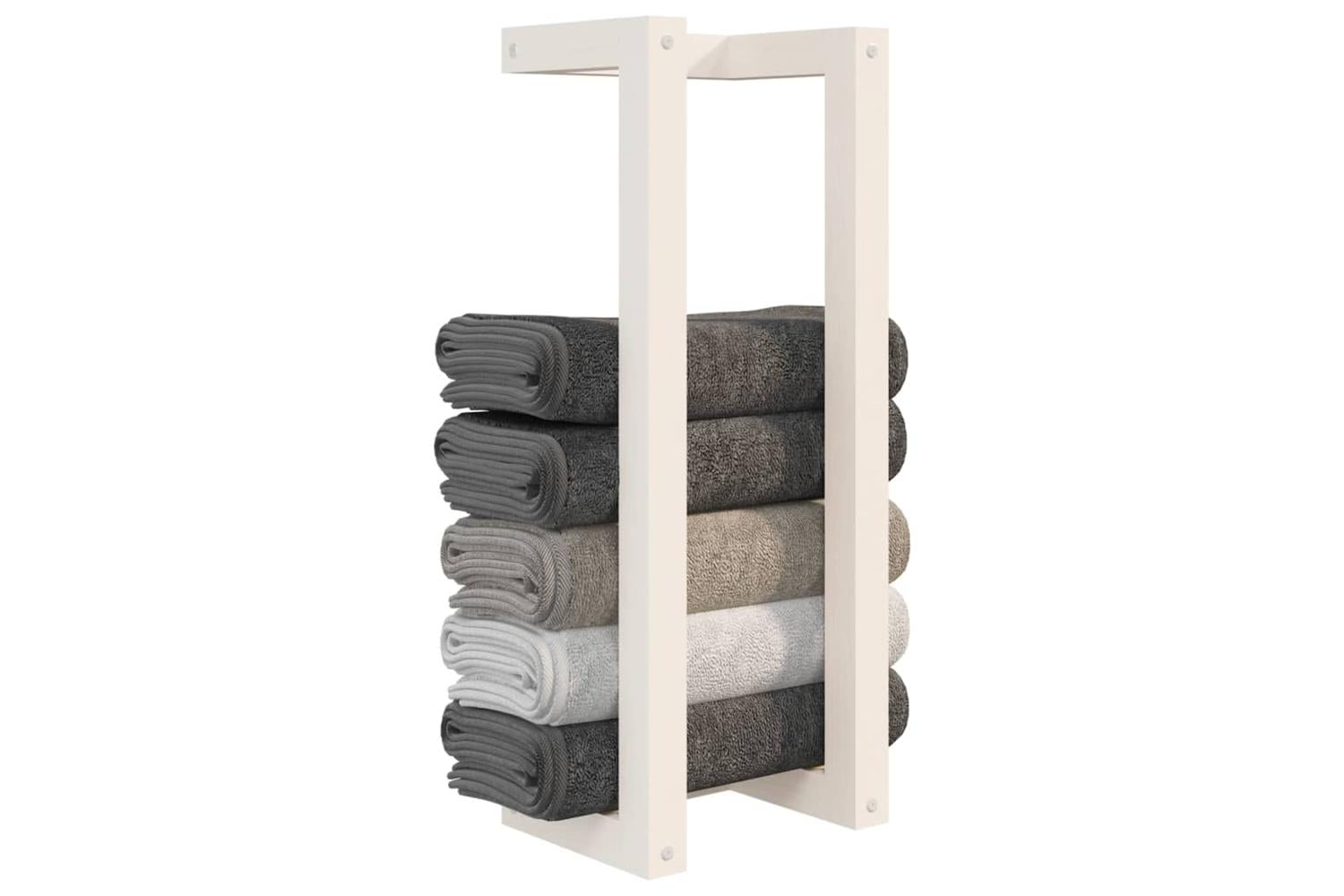 Towel Rack White 23x18x60 Cm Solid Wood Pine-4