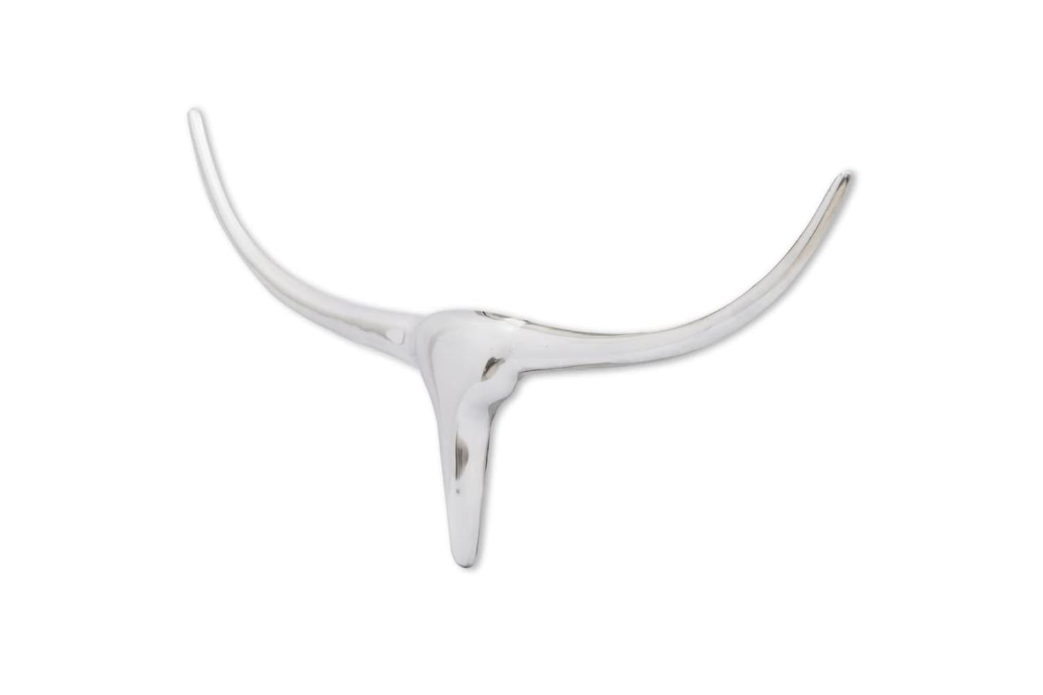 Wall Mounted Aluminium Bulls Head Decoration Silver 72 Cm-2