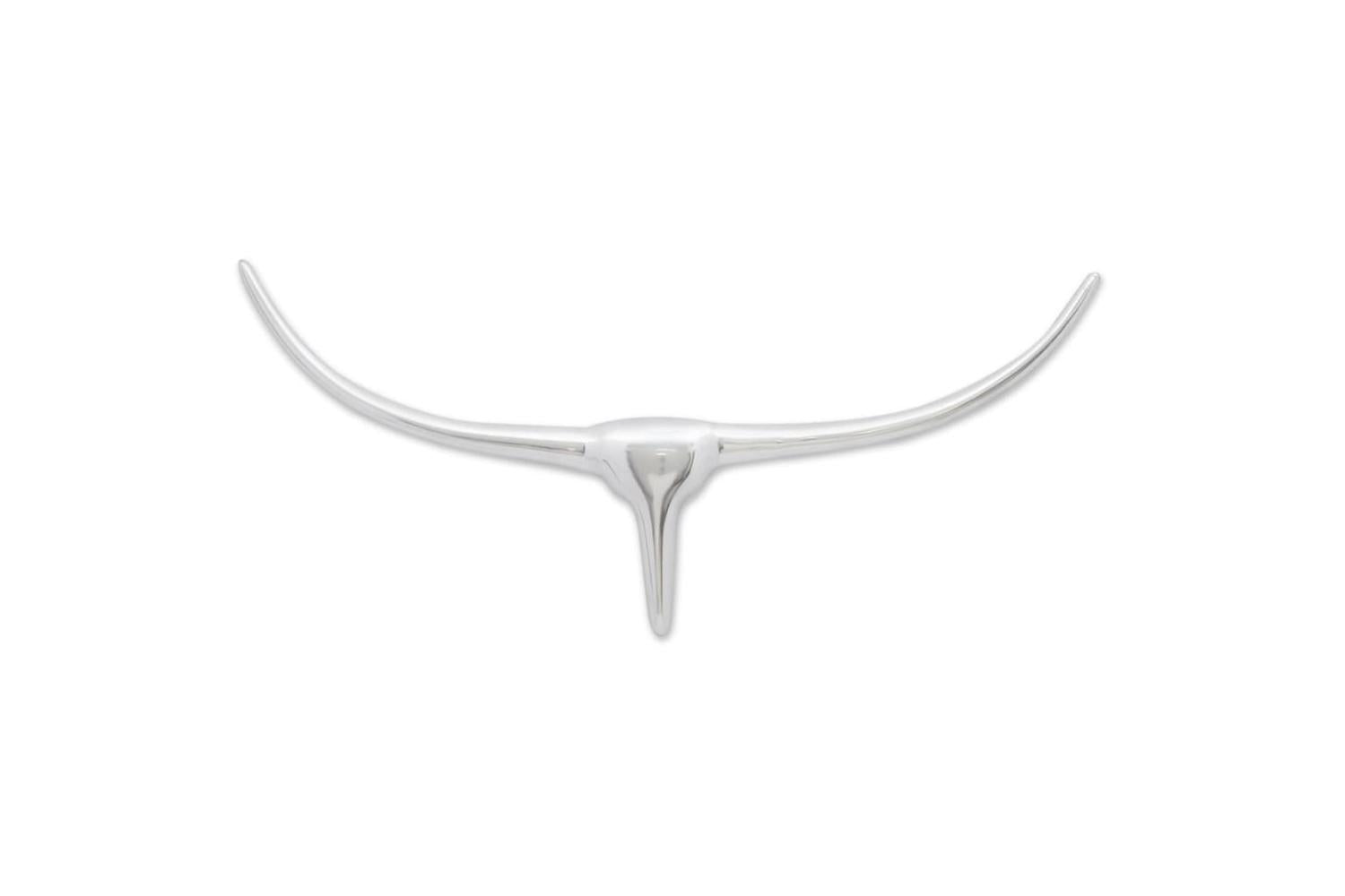 Wall Mounted Aluminium Bulls Head Decoration Silver 72 Cm-3