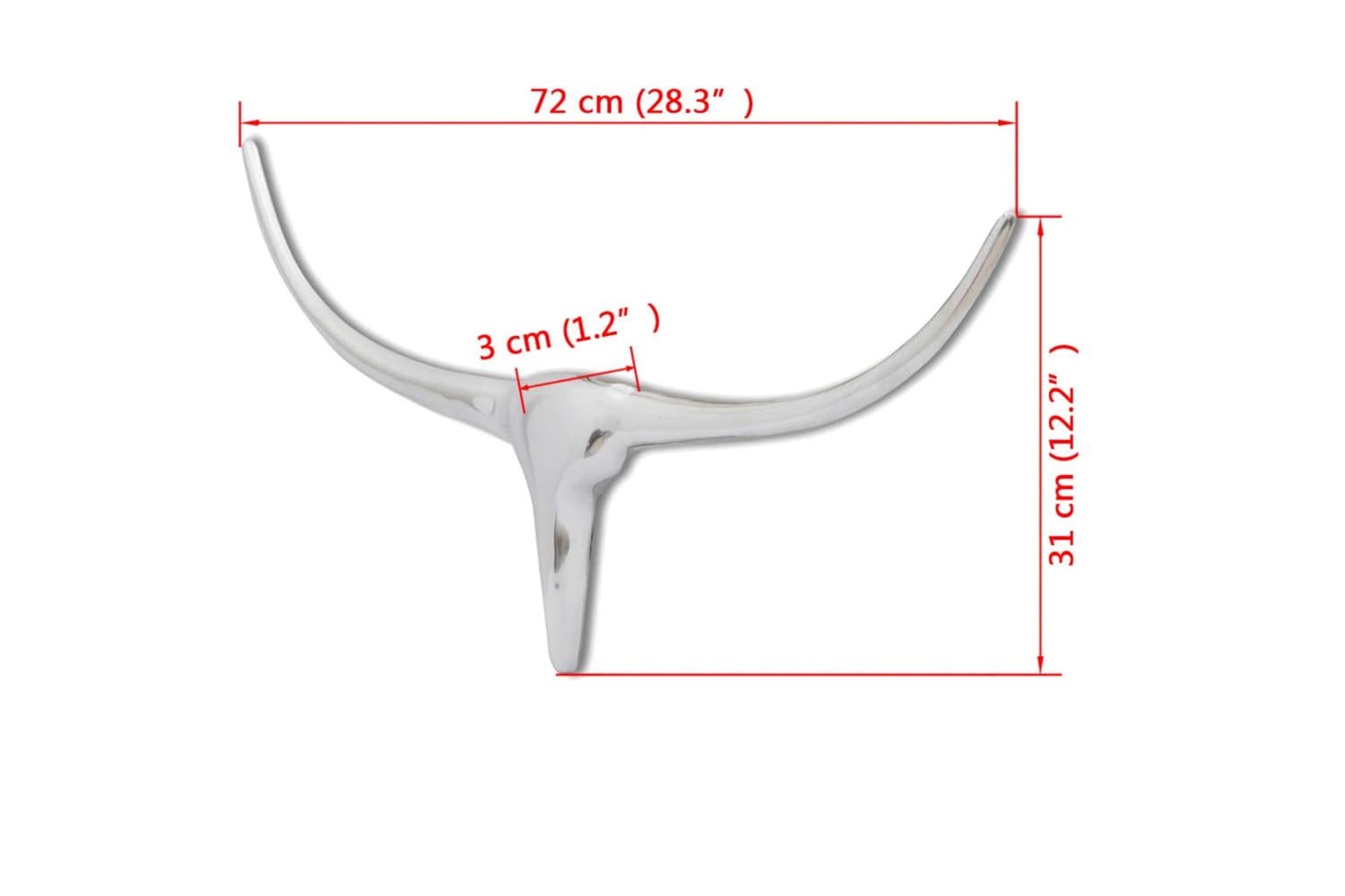 Wall Mounted Aluminium Bulls Head Decoration Silver 72 Cm-5