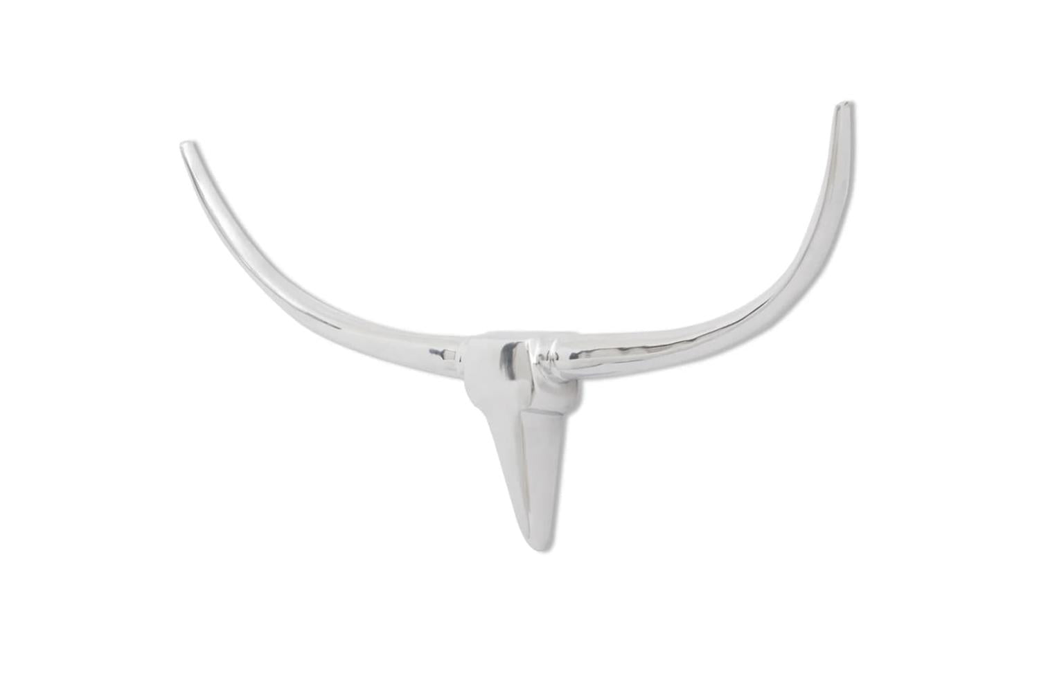 Wall Mounted Aluminium Bulls Head Decoration Silver 96 Cm