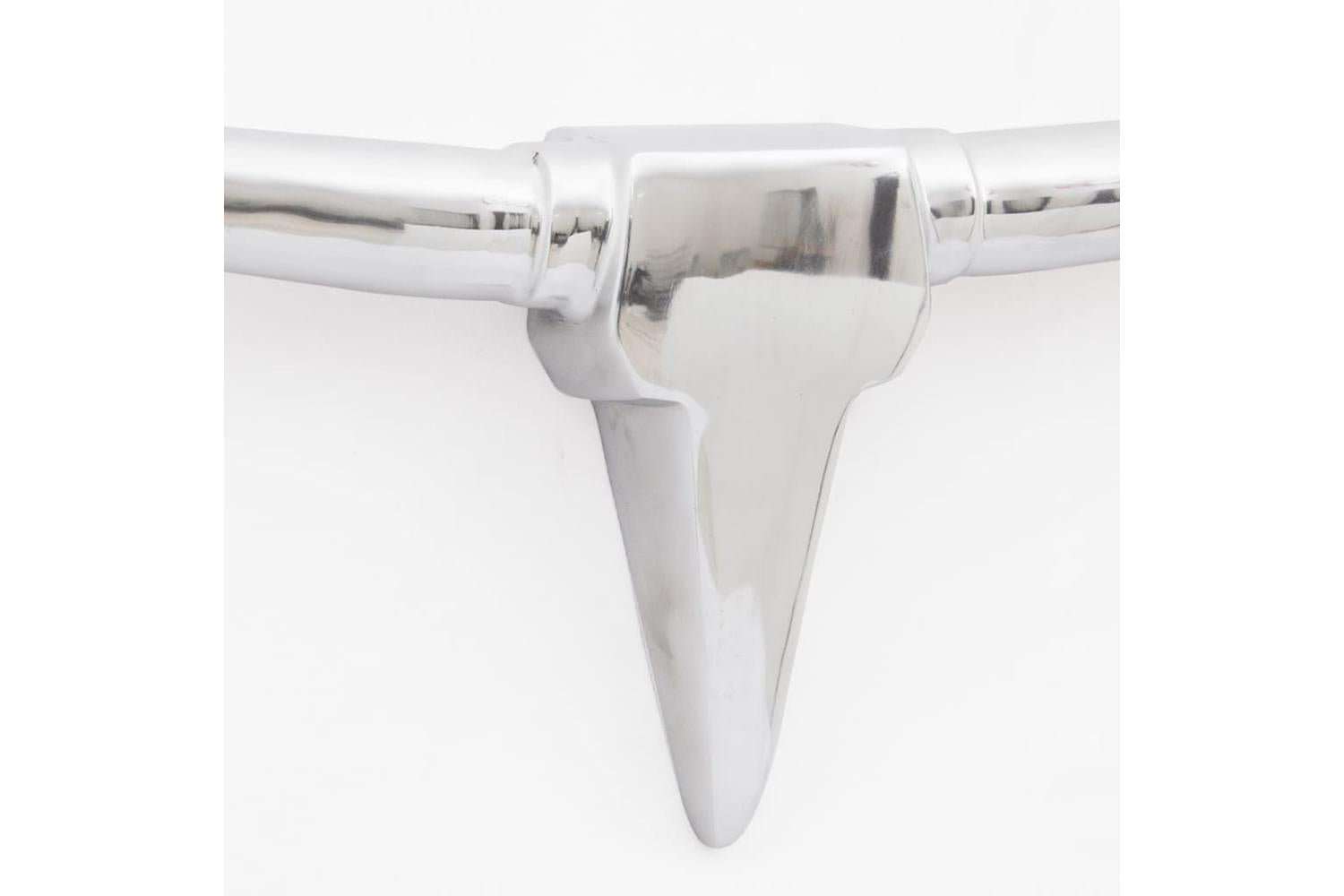 Wall Mounted Aluminium Bulls Head Decoration Silver 96 Cm-4