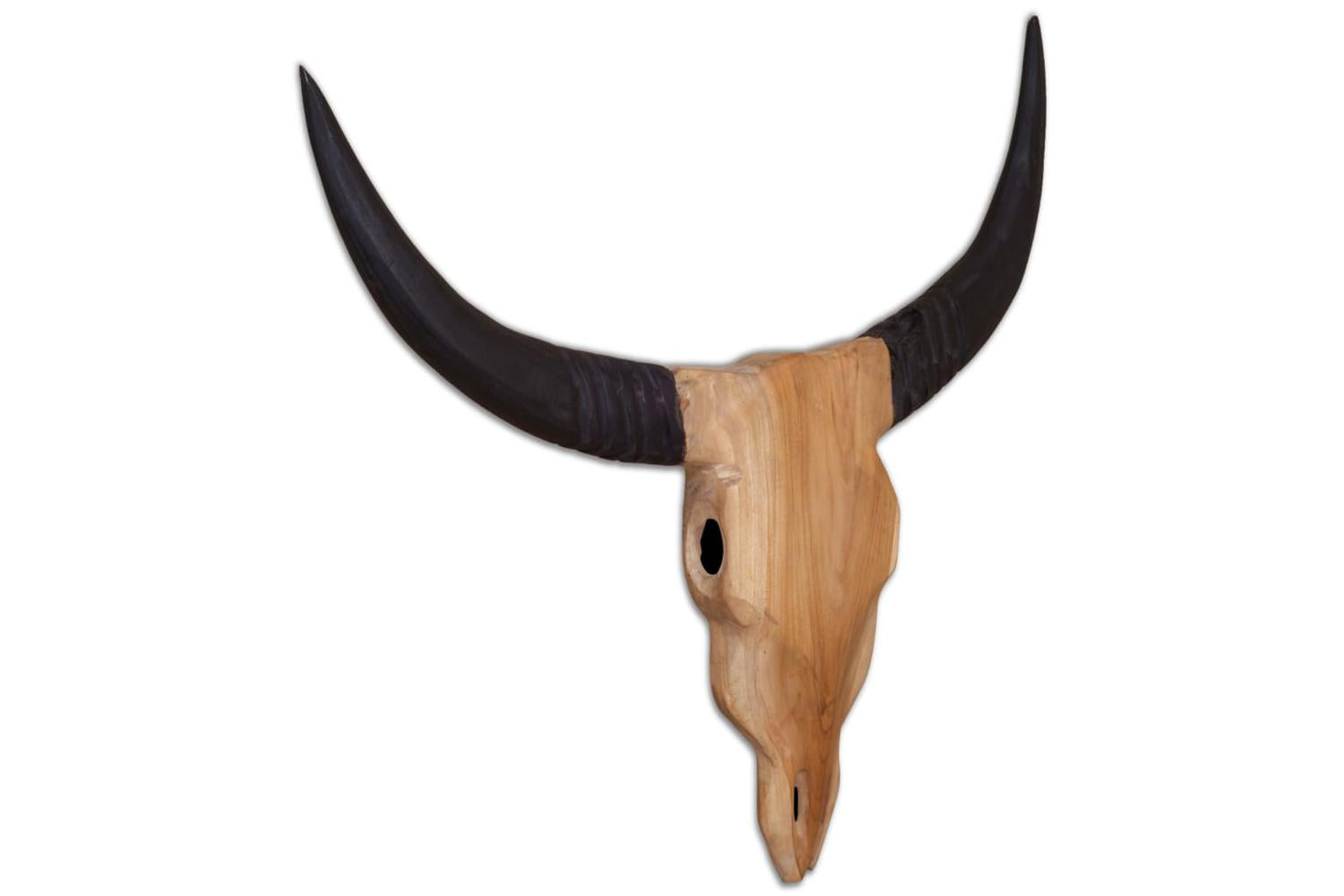 Wall-mounted Bull Skull Sculpture Teak 69x6x60 Cm-4