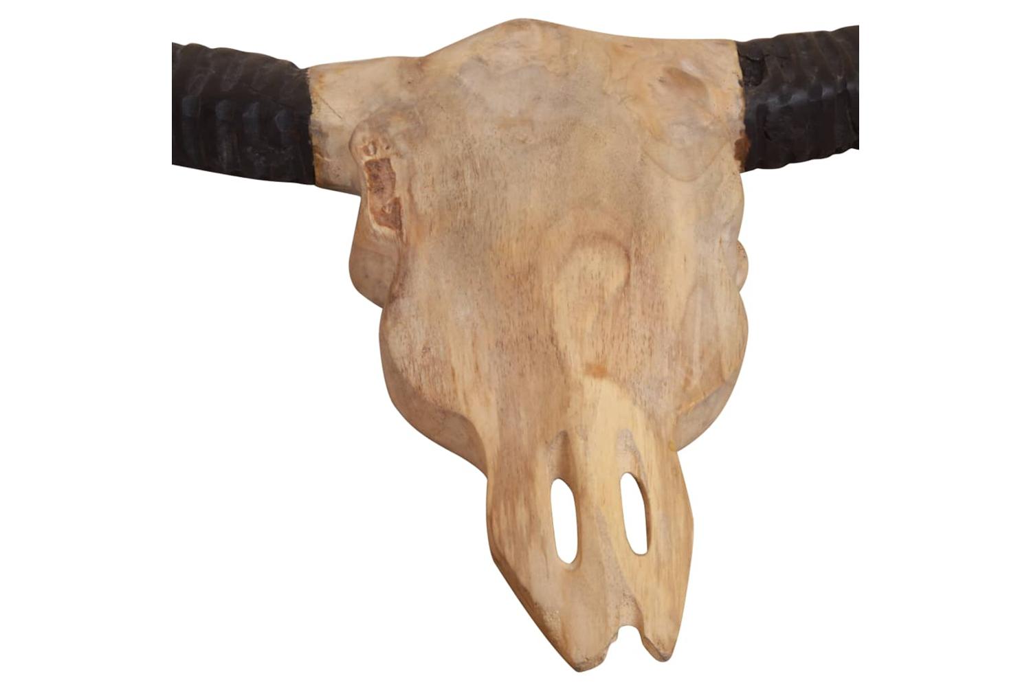 Wall-mounted Bull Skull Sculpture Teak 69x6x60 Cm-5