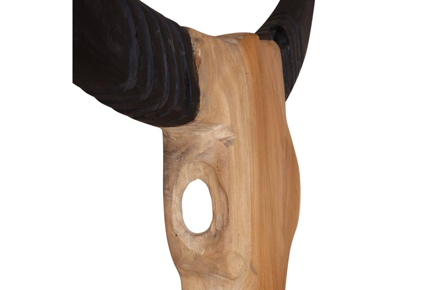 Wall-mounted Bull Skull Sculpture Teak 69x6x60 Cm-6