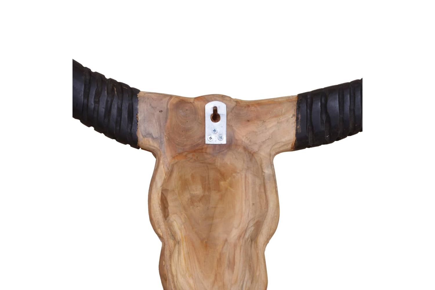 Wall-mounted Bull Skull Sculpture Teak 69x6x60 Cm-8