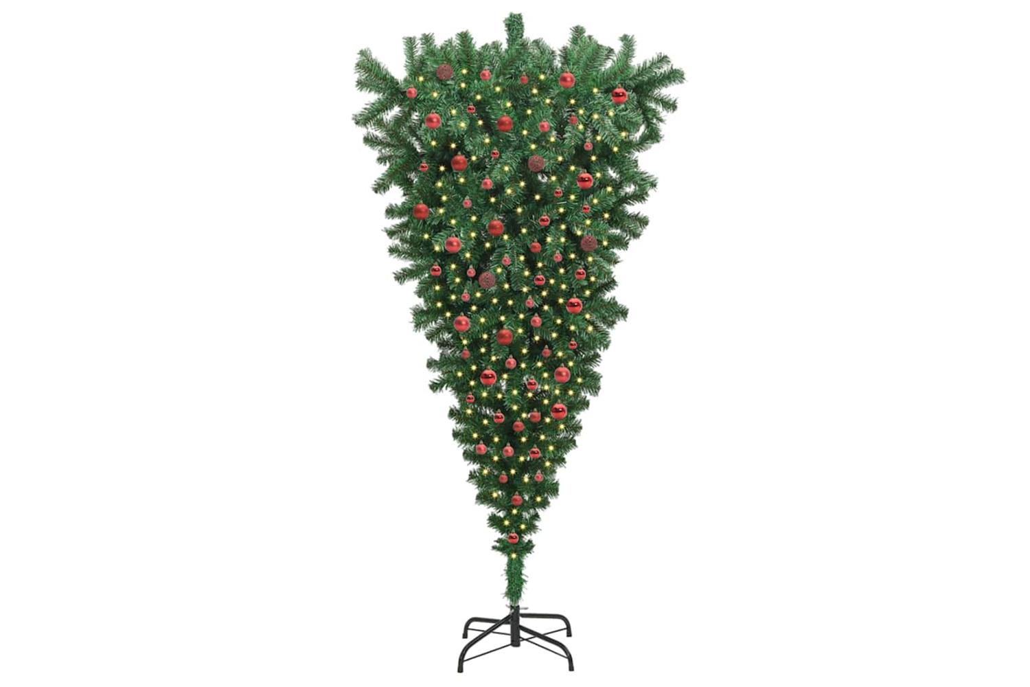 Upside-down Artificial Pre-lit Christmas Tree With Ball Set-3