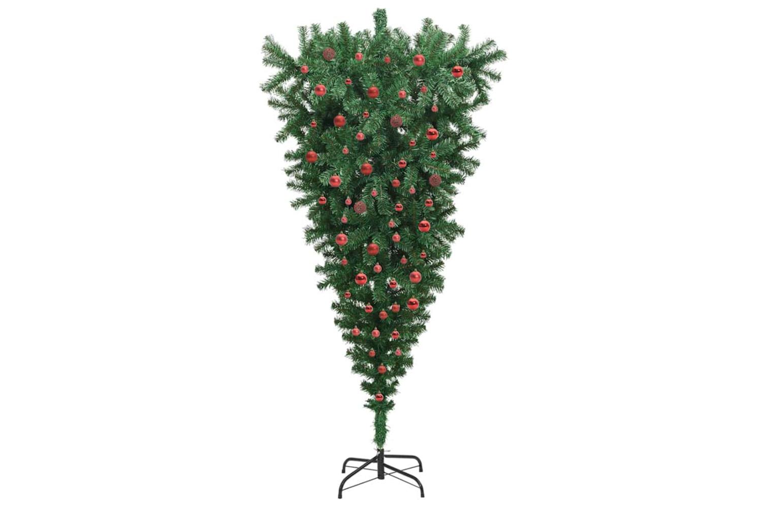 Upside-down Artificial Pre-lit Christmas Tree With Ball Set-4