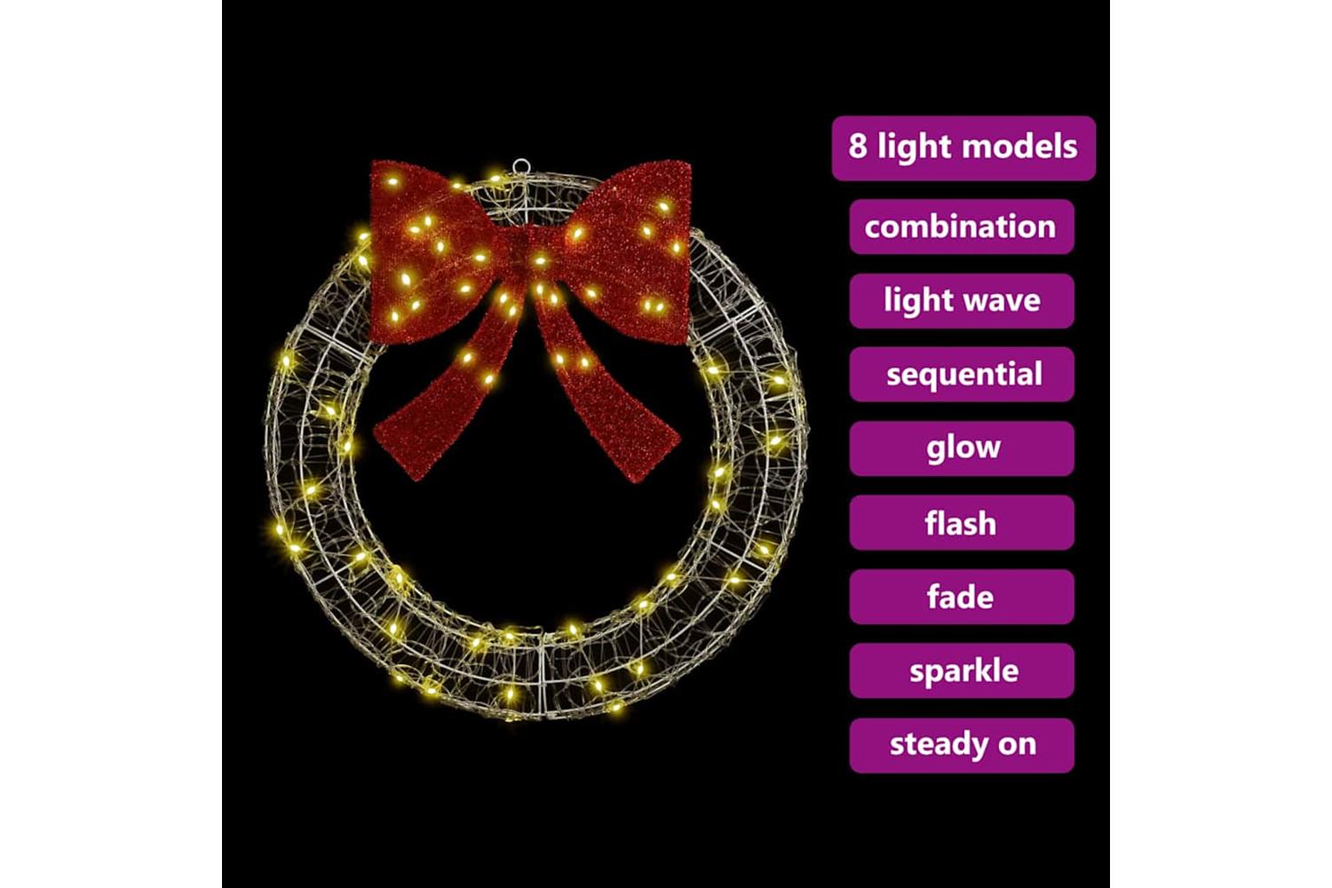Wreath With 60 Leds Warm White 76 X 85 X 76 Cm Acrylic-6