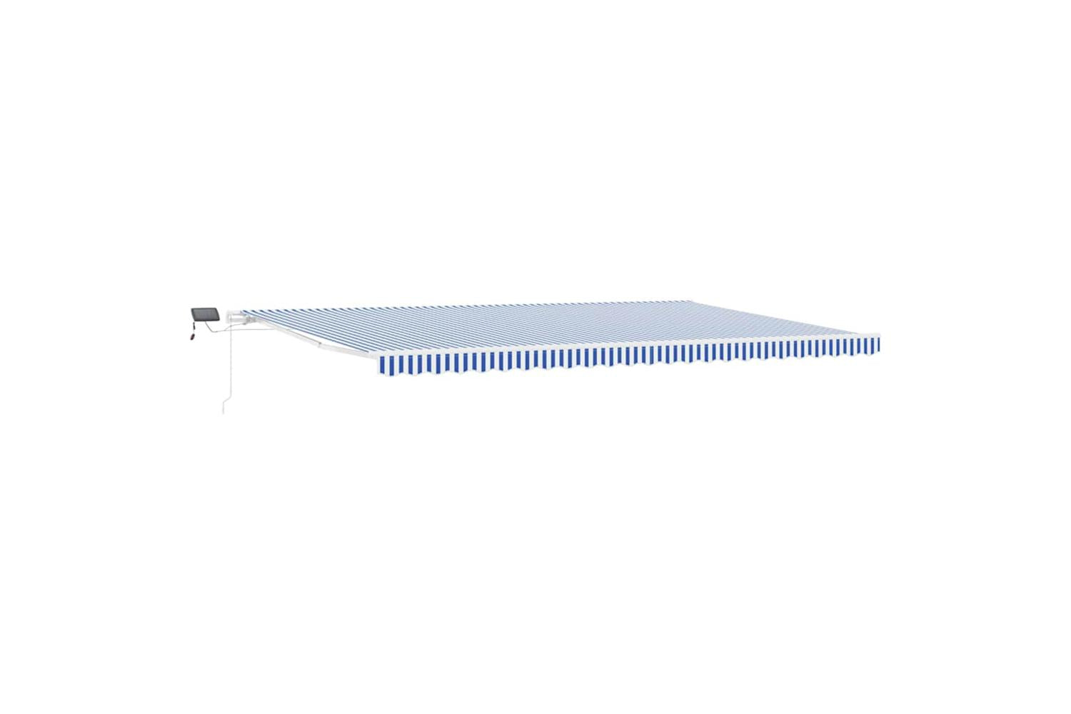 Vidaxl Retractable Awning With Blue And White 6 X 3 M Fabric And Metal-2