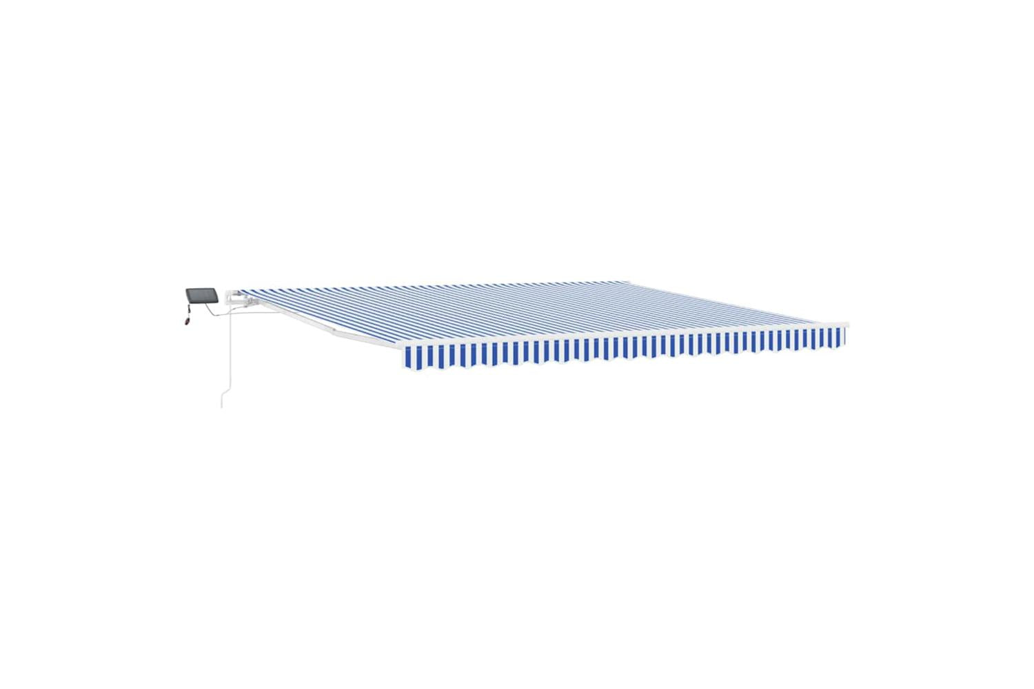 Vidaxl Retractable Awning With Blue And White 5 X 3 M Fabric And Metal-2