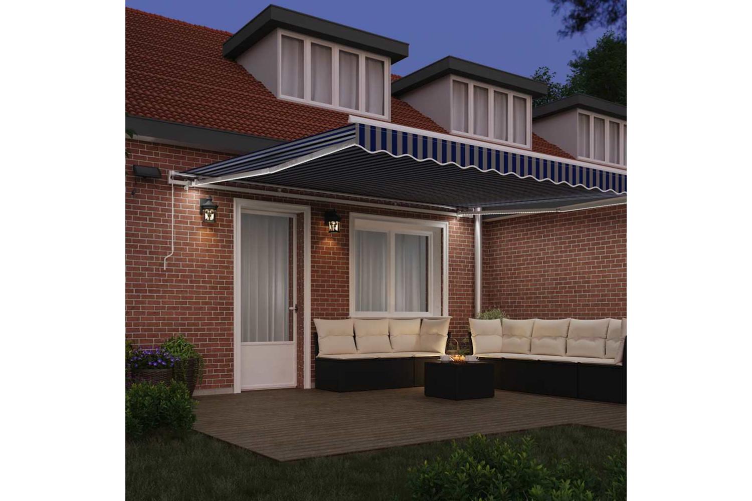 Vidaxl Retractable Awning Blue And White 45 X 3 M Fabric And Metal-3