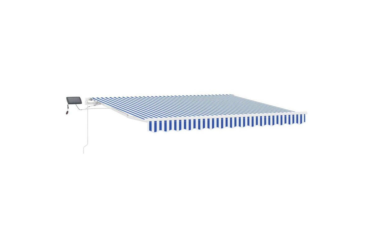Vidaxl Retractable Awning Blue And White 35 X 25 M Fabric And Metal-2