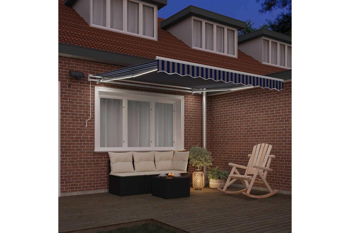 Vidaxl Retractable Awning Blue And White 35 X 25 M Fabric And Metal-3