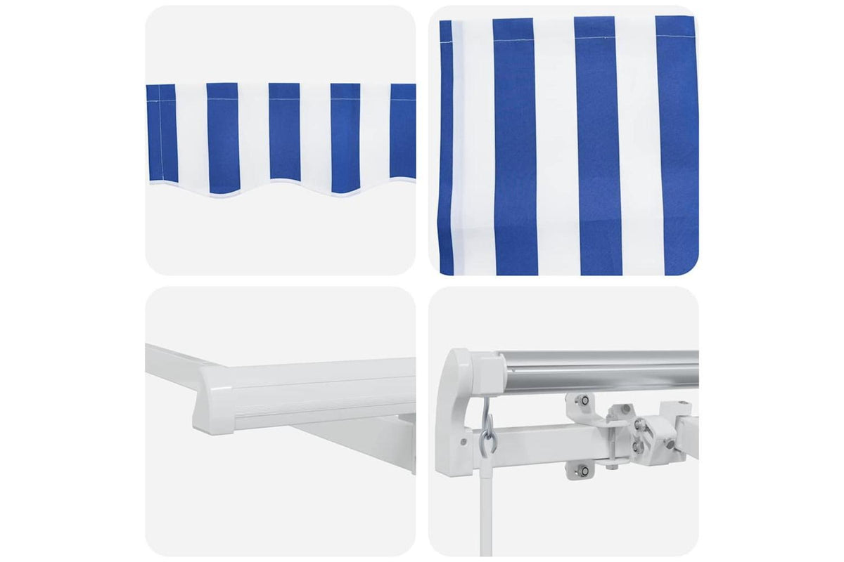 Vidaxl Retractable Awning Blue And White 35 X 25 M Fabric And Metal-10