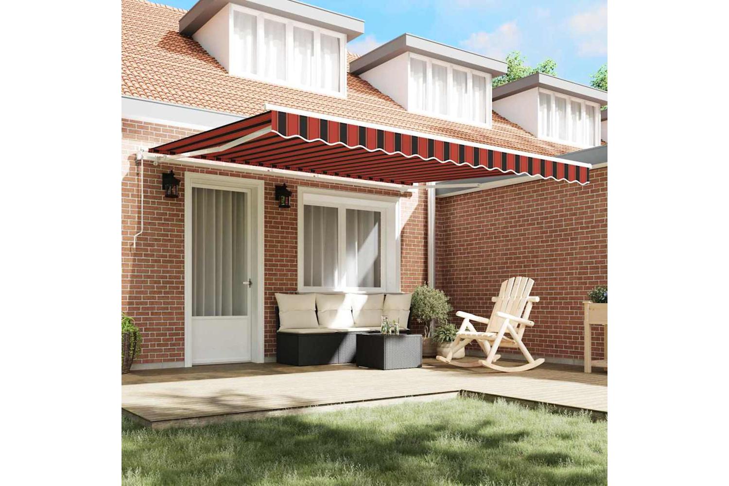 Vidaxl Retractable Awning Striped Orange And Brown 400 X 300 Cm Fabric-3