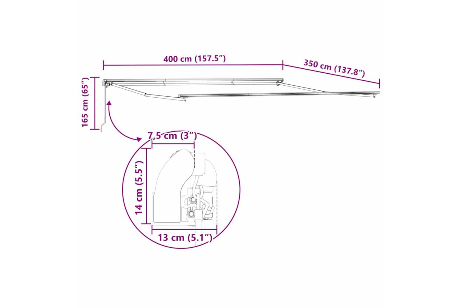 Vidaxl Awning Manual White 4 X 35 M Metal-10