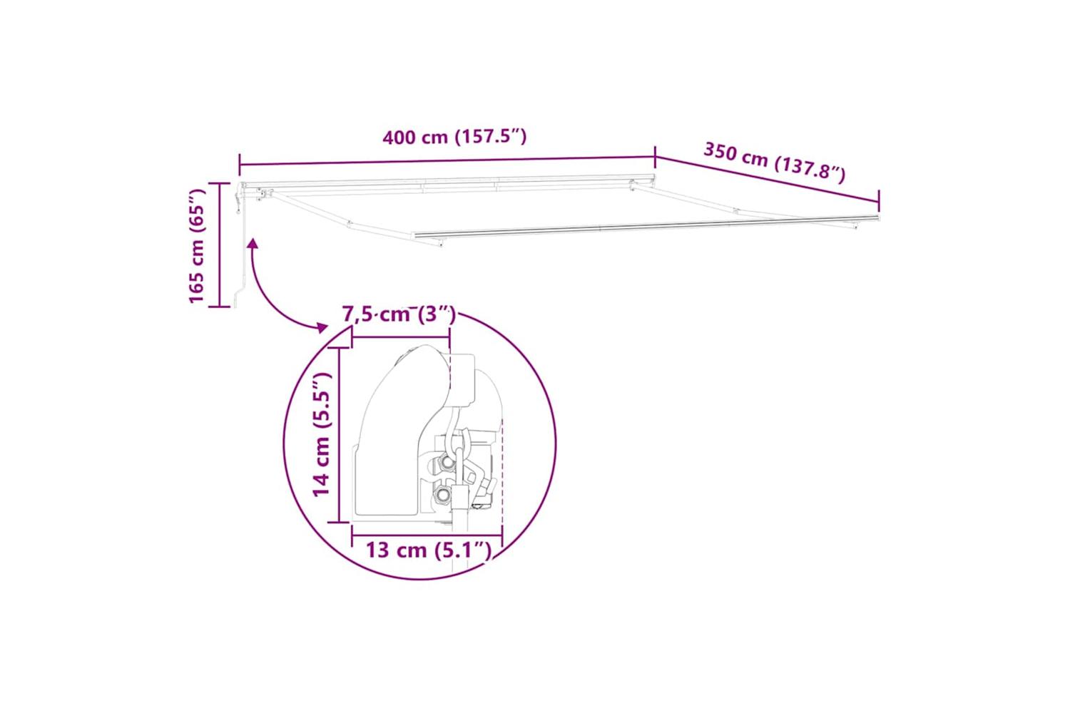 Vidaxl Awning Manual White 4 X 35 M Metal-10