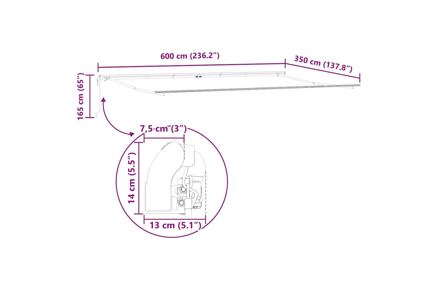 Vidaxl Awning Manual White 6 X 35 M Metal-10