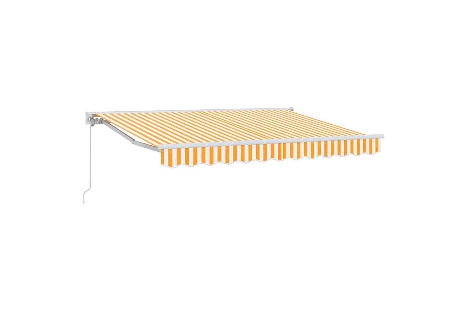 Vidaxl Retractable Awning Manual Yellow And White 250x200 Cm Fabric-2