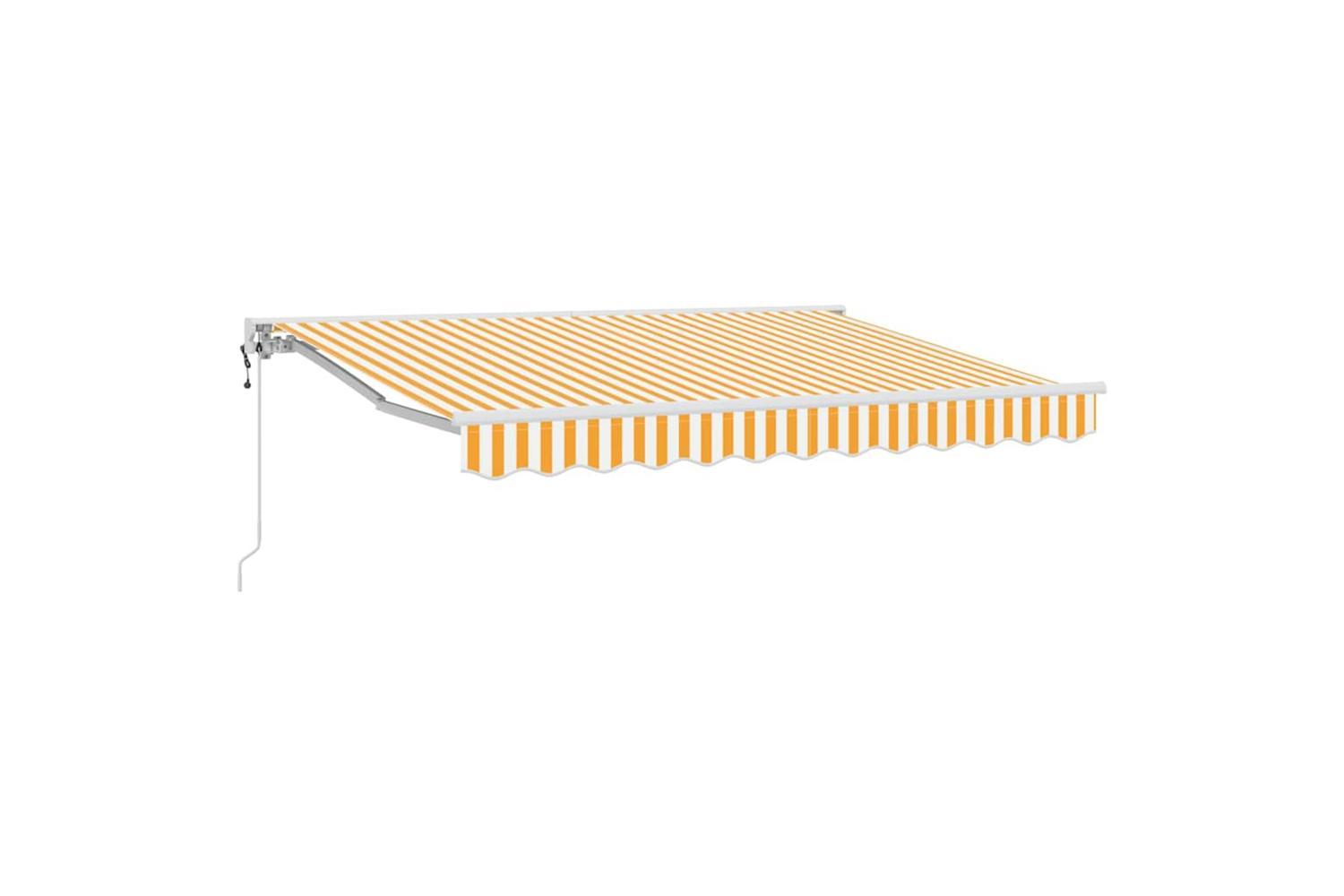 Vidaxl Retractable Awning Yellow And White 250x200 Cm Fabric-2
