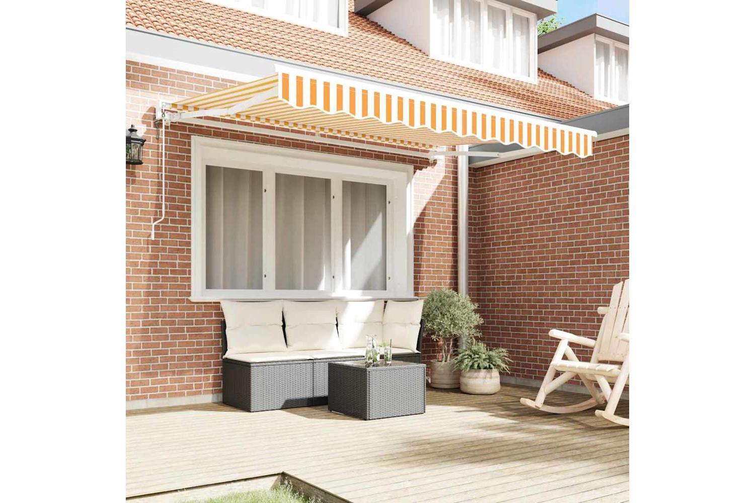 Vidaxl Retractable Awning Yellow And White 250x200 Cm Fabric-3