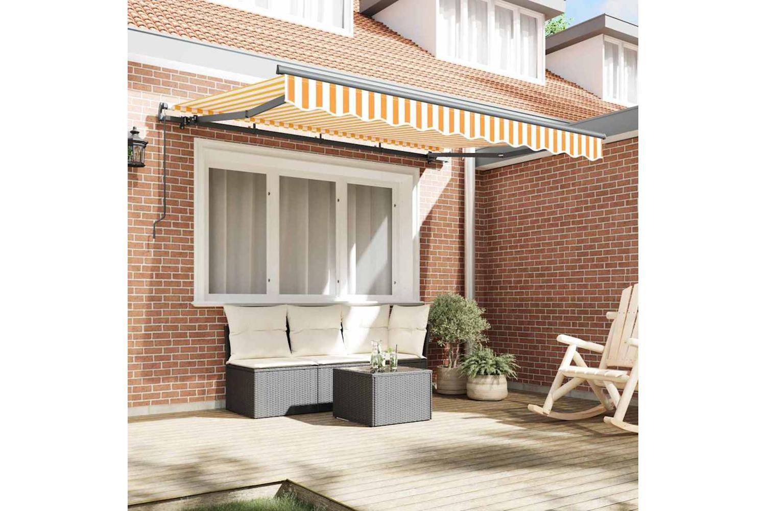 Vidaxl Retractable Awning Yellow And White 250 X 200 Cm-3