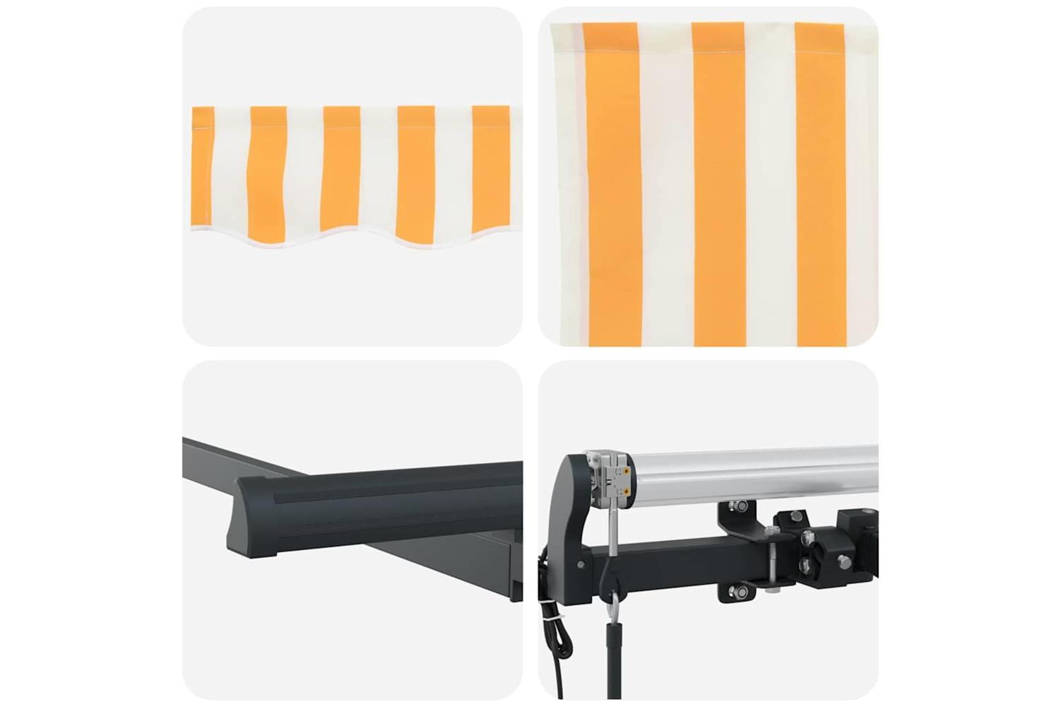 Vidaxl Retractable Awning Yellow And White 250 X 200 Cm-8
