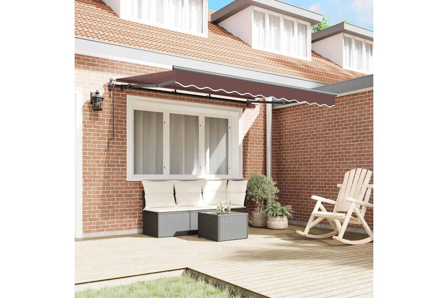 Vidaxl Retractable Awning Brown 250 X 200 Cm Polyester And Aluminium-3