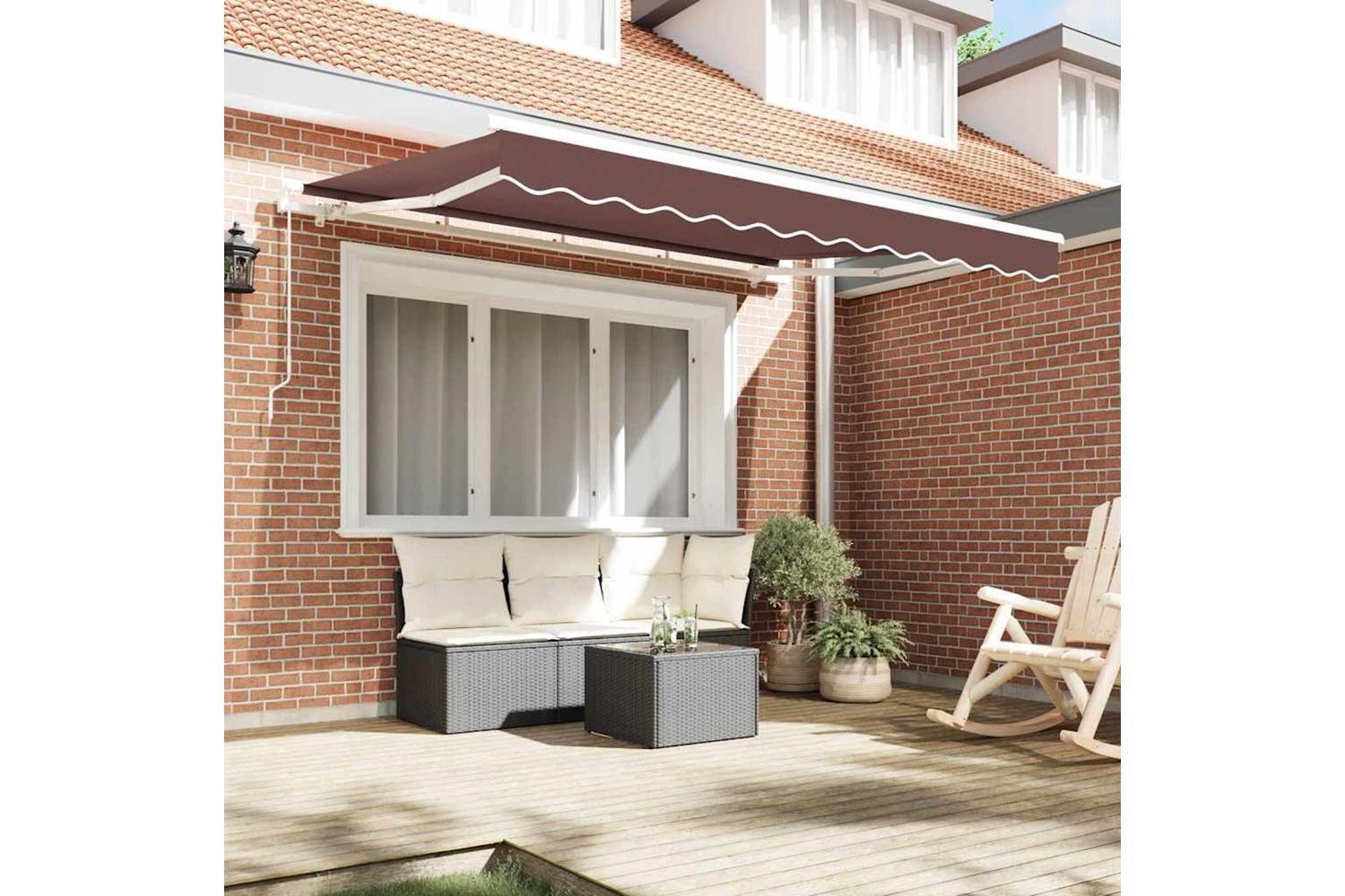 Vidaxl Retractable Awning Brown 350 X 200 Cm Polyester And Aluminium-3