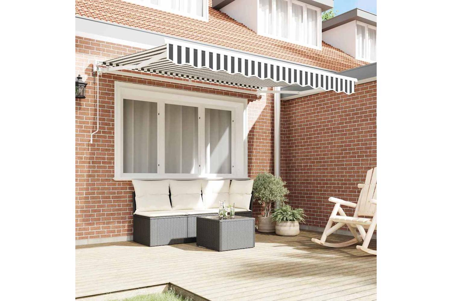 Vidaxl Retractable Awning Anthracite And White 350x200 Cm Fabric-3