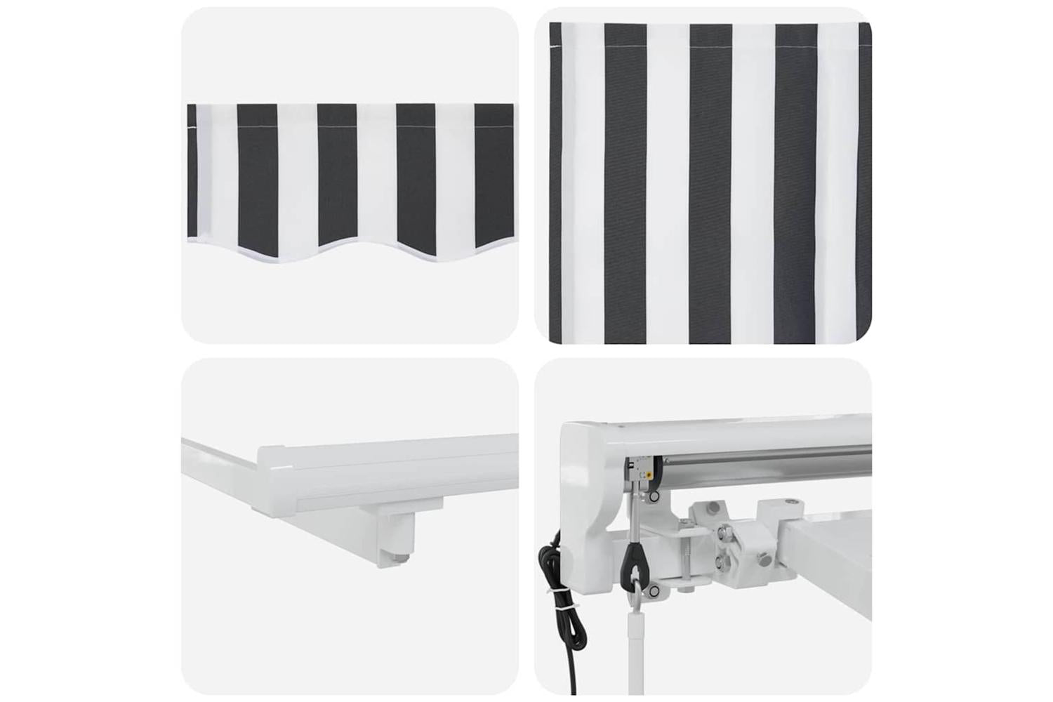 Vidaxl Retractable Awning Anthracite And White 350x200 Cm Fabric-8