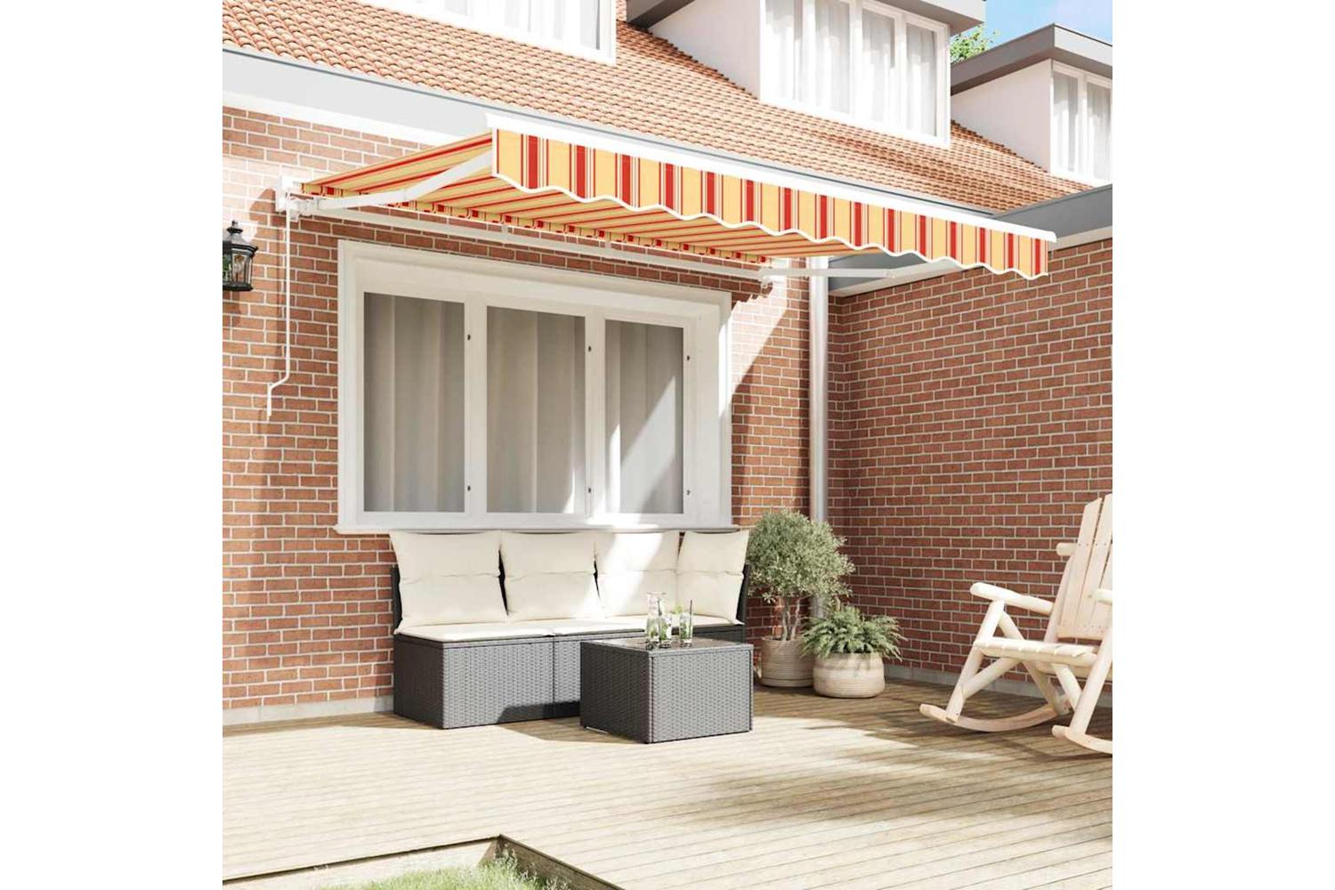 Vidaxl Retractable Awning Manual Multicolour Stripe 350x200 Cm Fabric-3