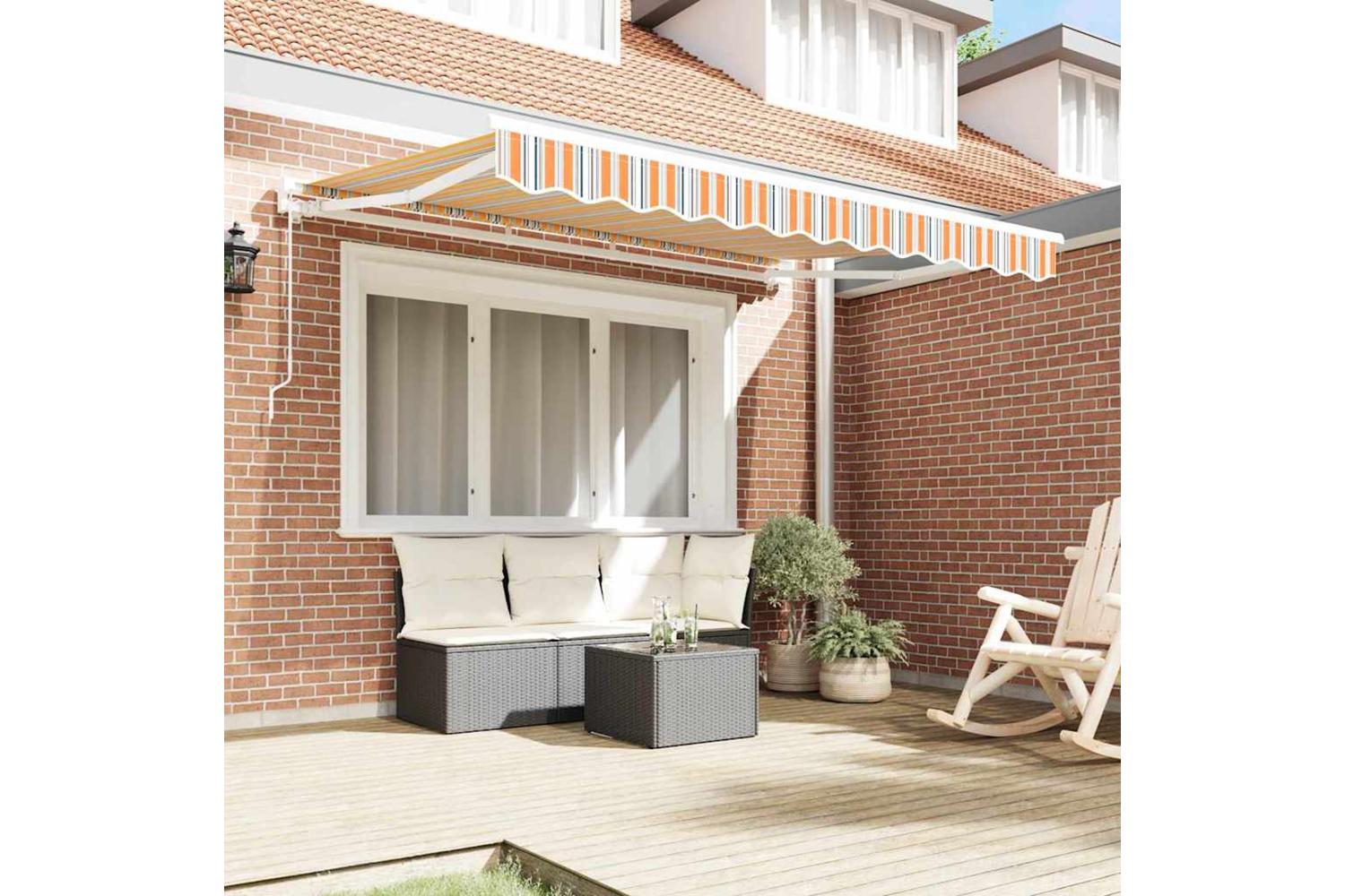 Vidaxl Retractable Awning Manual Multicolour Stripe 350x200 Cm Fabric-3