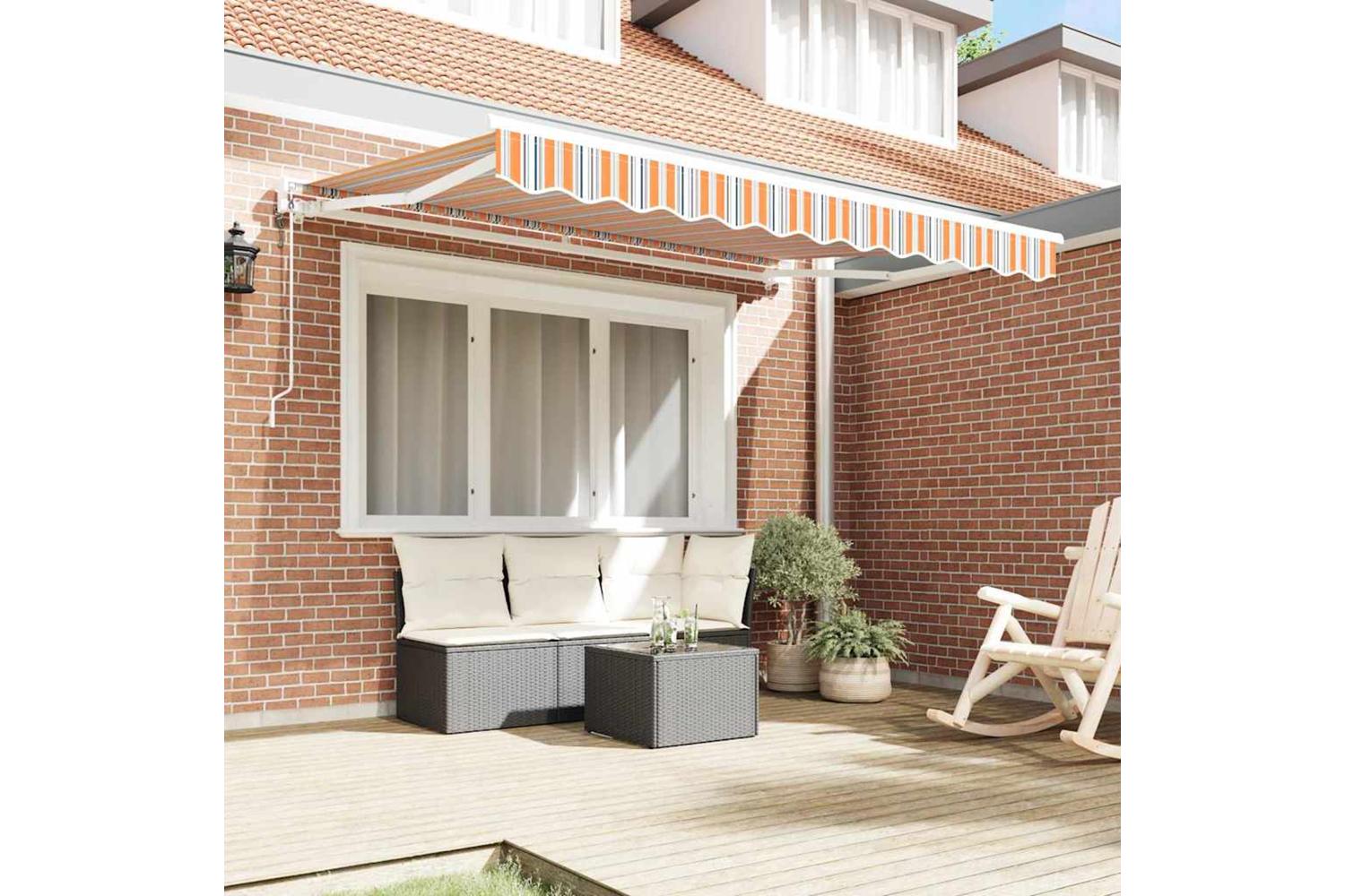 Vidaxl Retractable Awning Multicolour Stripe 350x200 Cm Fabric-3