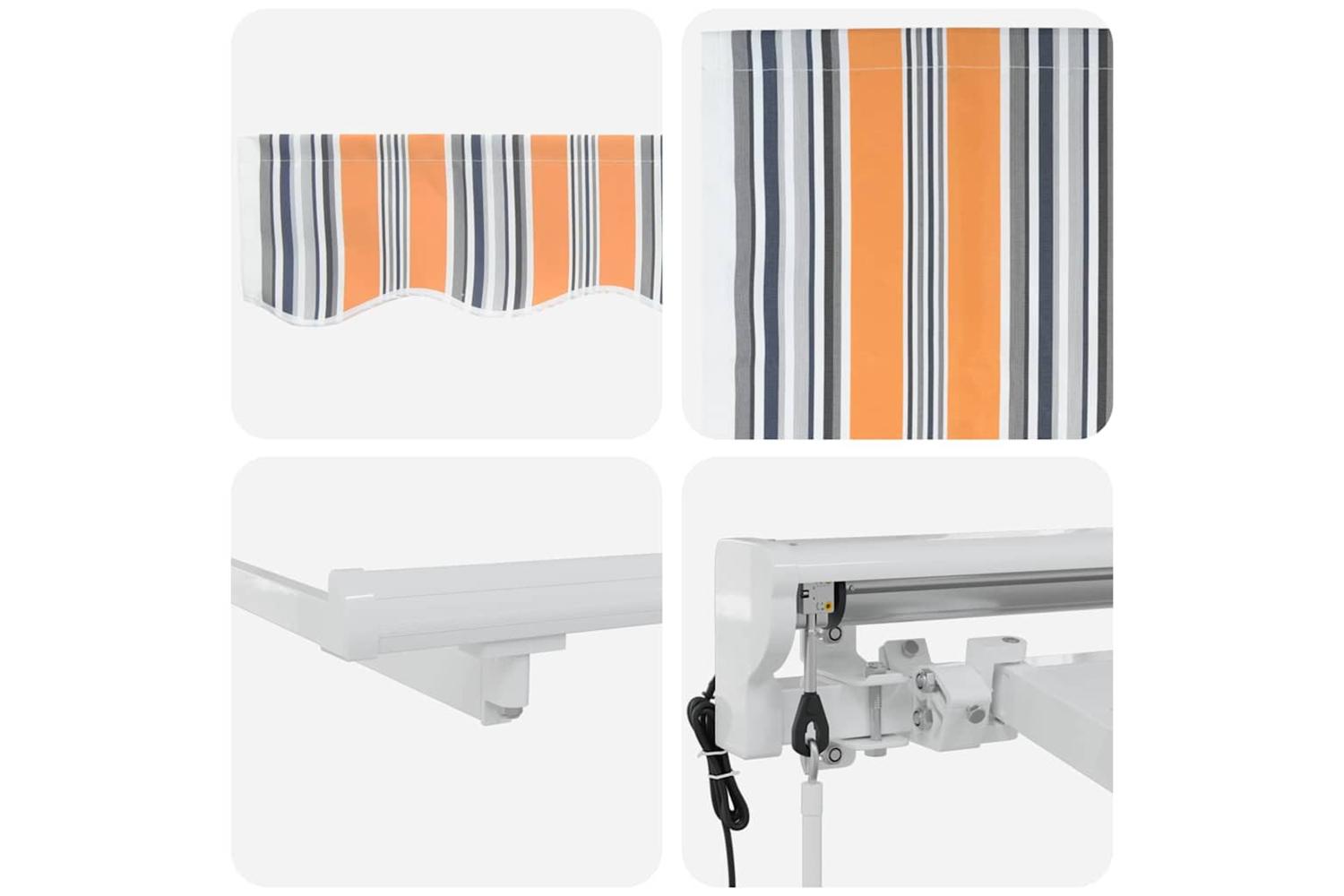 Vidaxl Retractable Awning Multicolour Stripe 350x200 Cm Fabric-8