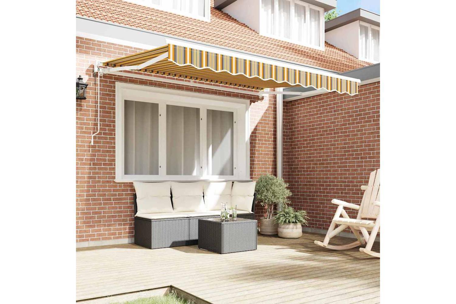 Vidaxl Retractable Awning Multicolour Stripe 350x200 Cm Fabric-3