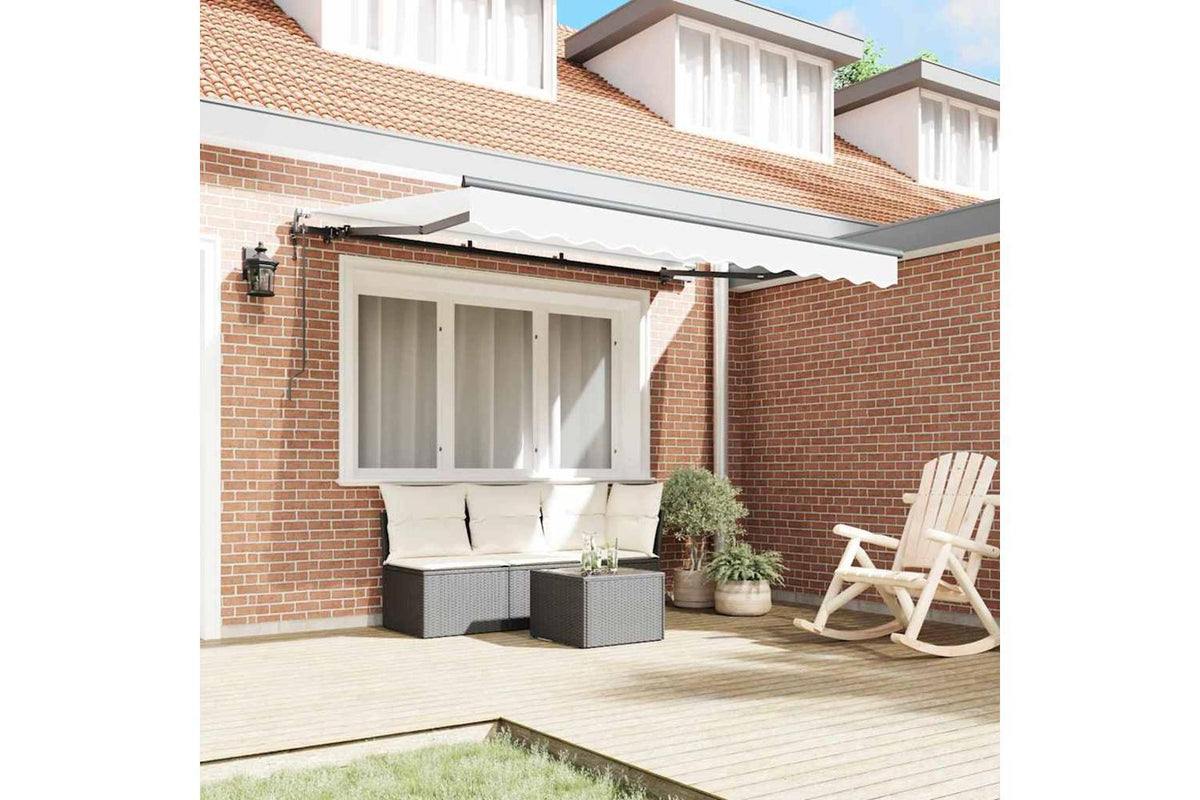 Vidaxl Retractable Awning White 350 X 200 Cm Polyester And Aluminium-3