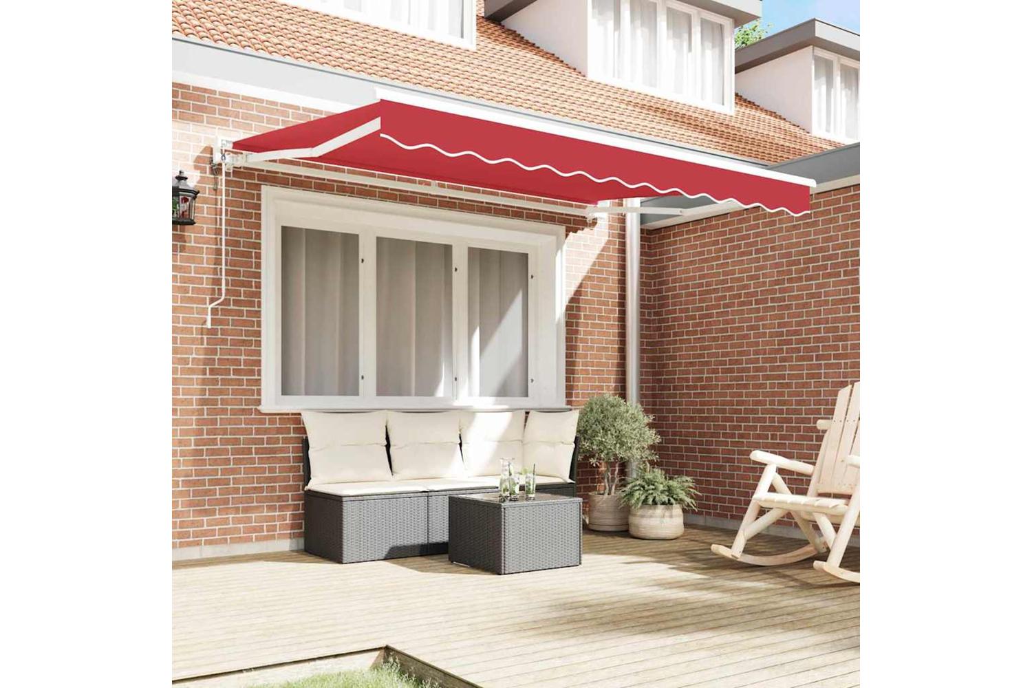 Vidaxl Retractable Awning Red 350x200 Cm Fabric-3