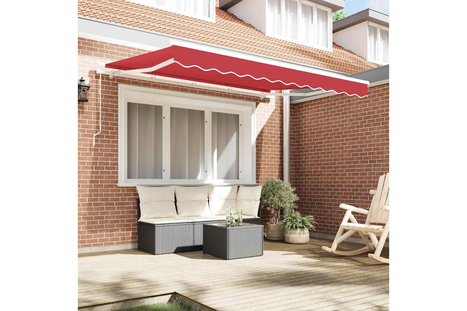 Vidaxl Retractable Awning Red 350 X 200 Cm Polyester And Aluminium-3